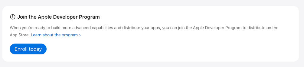Captura de pantalla de inscripción al programa de desarrollador de Apple Captura de pantalla de inscripción al programa de desarrollador de Apple